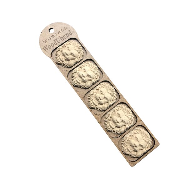 WoodUbend WUB1458 Pack of 5 Lions Appliques - Heat Bendable & Flexible Wood Onlays 4.7x3.5cm - DIY Craft, Furniture & Home Decor - Easy to Apply & Paint - Versatile, Reusable & Decorative Decals