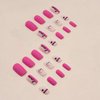 LPOODDNU Valentines Press on Nails Medium Length Fake Nails Cute Heart Glue on Nails Valentine’s Day Nail Art Decorations Square Shape Pink Stick on Nails for Women Finger Manicure, 24Pcs