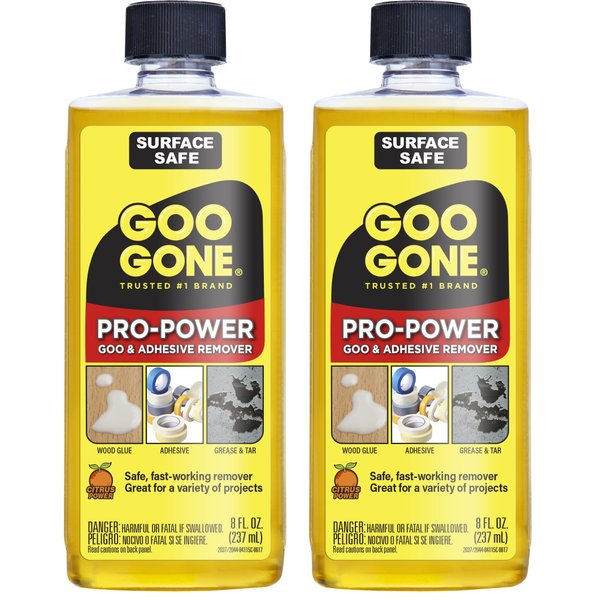 Goo Gone Pro-Power Adhesive Remover - 8 Ounce (2 Pack) - Use on Silicone, Caulk, Contractor's Adhesive, Tar, Adhesive and More