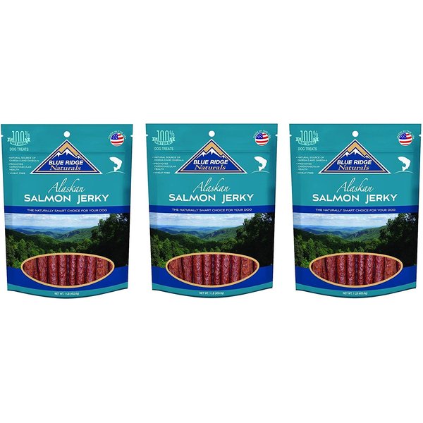 Blue Ridge Naturals (3 Pack) Oven Baked Salmon Jerky Dog Treats, 3 Pounds Total