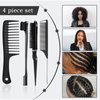 SWEET VIEW 4 Pcs Hair Styling Brush Set with 1 Pcs Edge Brush 1 Pcs Bristle Hair Brush 1 Pcs Rat Tail Comb 1 Pcs Wide Tooth Comb, Hair Comb Set for Slick Baby Hair and Flyaways - Black