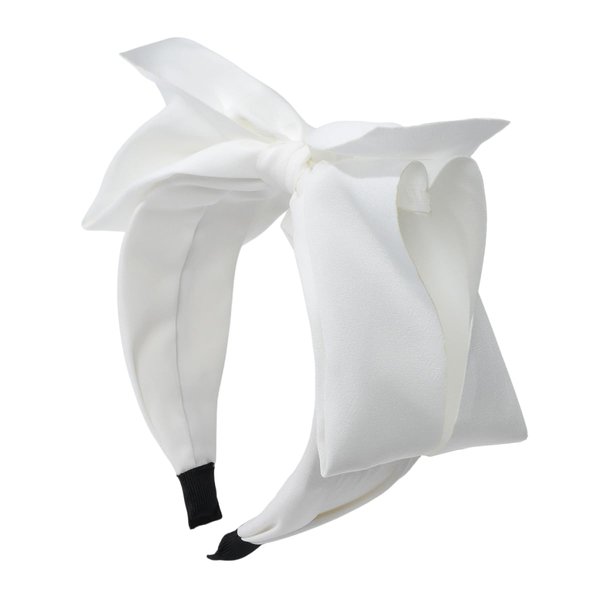 JINBUYAO Red Bow Headband For Women Black Knot Hair Bands Big Bowknot Hair Hoop Knotted Wide Turban Headbands Hair Band Bows Hair Accessories (White)