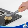 MR.SIGA Dish Brush with Bamboo Handle Built-in Scraper, Scrub Brush for Pans, Pots, Kitchen Sink Cleaning, Pack of 2