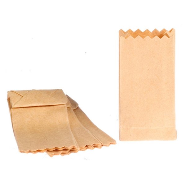 Melody Jane Dolls Houses Dollhouse Miniature Set of 4 Brown Grocery Store Bags