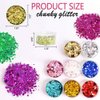 Holographic Chunky Glitter Sequins 12 Colors Mixed Laser Cosmetic Glitter for Face Body Eye Hair Nail Art Lip Gloss, Festival Glitter Makeup with Different Hexagons Size (Metallic Mix)