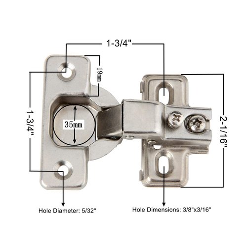 Silverline Face Frame Concealed Euro 105Deg Self Closing Compact Cabinet Hinges (6 Pack)