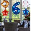 Kwuz Baseball Balloons 6th Birthday Decorations for Boys | Baseball Birthday Decoration Sports Theme Party Supplies, 32Inch Foil Mylar Number 6 Balloon Navy Blue Red White Sports Balloon Arch Kits