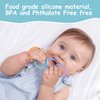Ainiv Silicone Baby Teether Links, Cutie Baby Teething Toys with Pacifier Clip, Multi Use Baby Teether Rings, Food Grade Silicone Attachable Teether Chew for Newborn Infant Baby Gift, Color 4