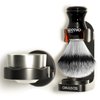 Anbbas Synthetic Badger Shaving Brush and Bowl with Black ABS Wall Mounting Type Soap Bowl and Brush Holders 4IN1 Shaving Set for Men Close Shave Kit