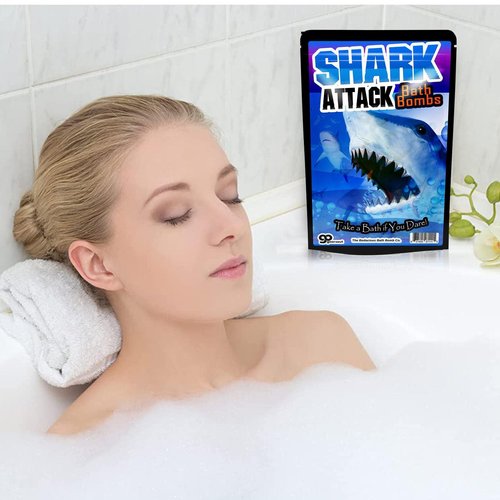 Shark Attack Bath Bombs - Cool Bath Bombs for Kids - Fun Bath Fizzers for Boys - XL Black and Blue Bath Bombs