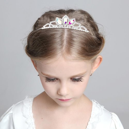 TOBATOBA Crystal Tiara Crown Princess AB Silver Tiara for Women Girls Mini Small Tiara Pageant Crown Wedding Tiara Birthday Prom Cosplay Halloween Costumes Women Hair Accessories