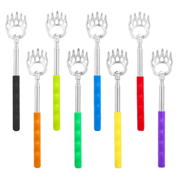 Ohuhu 8 Pack Back Scratcher: Extendable Telescopic Bear Claw Scratchers Back Itching Scalp Scratchers Portable Massager Hand Massage Tool with Rubber Handles Great for Mother Father Christmas Gifts