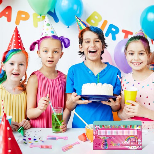 New Hair Chalk Comb for Girls Kids, Washable Temporary Hair Color Dye for Kids Ages 5 6 7 8 9 10+ Birthday Party Gift Cosplay DIY, Easter(Pink,Purple,Blue,Green,Red,Orange,Yellow,Black)