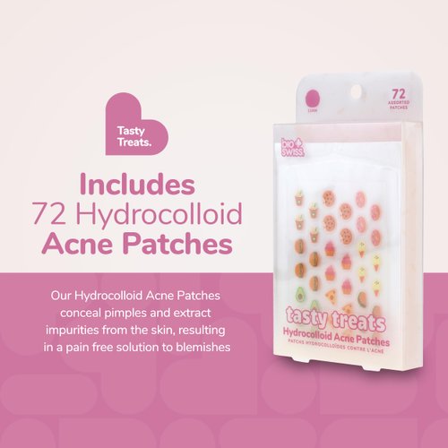 BioSwiss Pimple Patches, Tasty Treats Shaped Acne Patch for Zits and Blemishes, Hydrocolloid Spot Stickers for Face and Skin, 72 Count