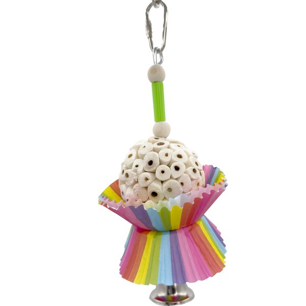 1925 Small Sola Cake - Shreddable Hanging Bird cage Toy, Natural sola Wood Ball, Food Grade Cup Cake Cups, Delightfully Easy to Shred, Great for Small Size Birds Budgie Lovebird Parrotlet Cocatiel