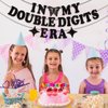 Black In My Double Digits Era Banner-Happy 10th Birthday Banner, Black Glitter Double Digits Banner for Girl Boy 10th Birthday Party Decorations Supplies