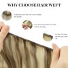 DOORES Weft Hair Extensions Human Hair, 20 Inch 100g Light Brown Highlighted Medium Blonde, Sew in Hair Extensions Weft Sew in Hair Bundles Full Head Double Weft Straight Hair