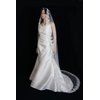 Bridal Wedding Mantilla Veil Ivory 1 Tier Long Cathedral Length With Lace Edge