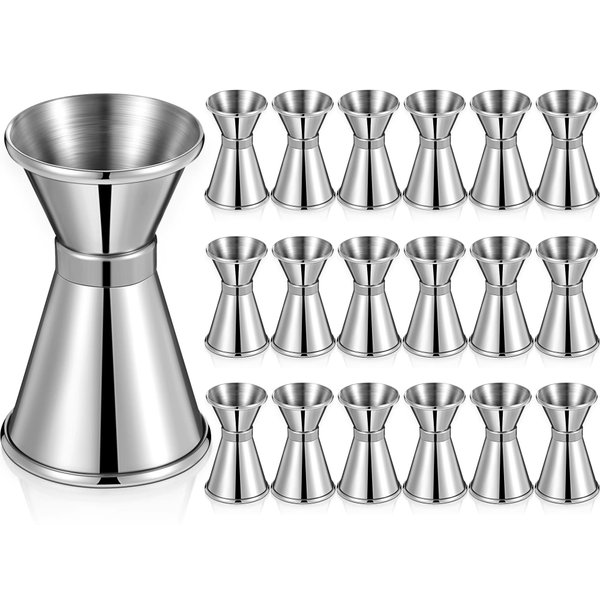 18 Pcs Double 1/2 & 1 oz Bar Jigger Stainless Steel Cocktail Jigger Shot Jigger Measuring Liquor Cup Bartender Supplies Measuring Jiggers Japanese Jigger for Bar Bartending Party