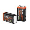 EBL Rechargeable 9V Lithium Batteries, 5400mWh USB 9 Volt Li-ion Batteries Long-Lasting(2 Pack)