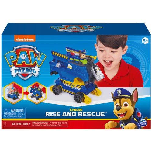 Paw Patrol, Chase Rise and Rescue Transforming Toy Car with Action Figures and Accessories, Kids Toys for Ages 3 and up