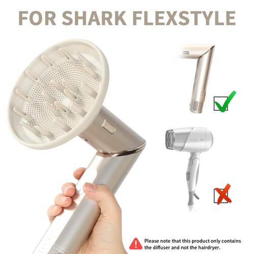 Diffuser Attachment for Shark FlexStyle HD430 Hair Dryer Air Styling and Drying System, Enhance Natural Curls Styling Tool for Wavy, Curly, Coily Hair, Beige