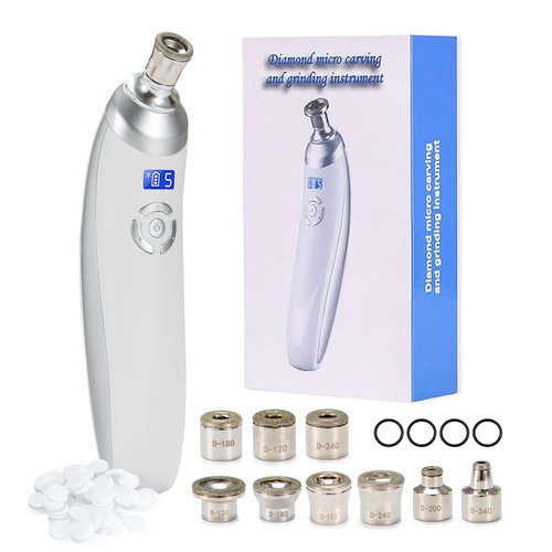 UNOISETION Diamond Microdermabrasion Machine, Home Microdermabrasion Tool, Portable Dermabrasion Facial Machine with 9 Diamond Tips, Facial Skin Care Device for Skin Exfoliation Blackhead Removal