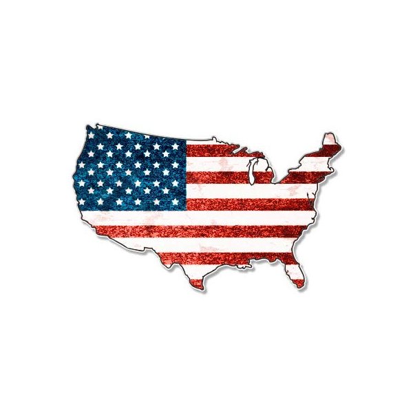 USA Shape American Flag Grunge - 12" Vinyl Sticker Waterproof Decal