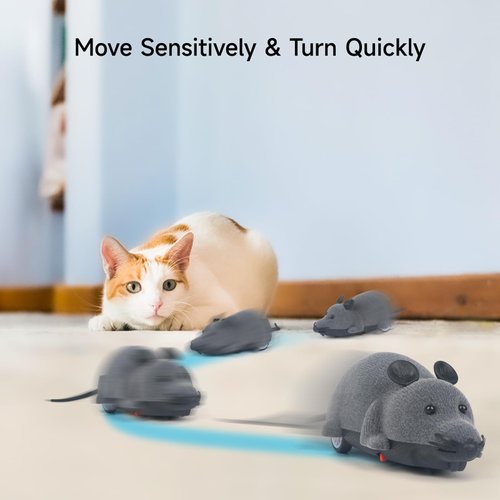 LUVI Fusicase Remote Control Mouse Cat Toy, Funny Electronic Rat Flocking Mouse Wireless Toys for Cat Dog Kitten Pet Interactive Cat Toys Gray
