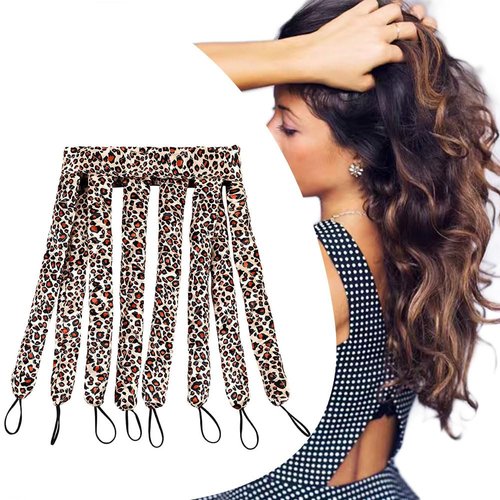 JYHi Heatless Hair Curler Rod Headband Skin No Heat Hair Curls for Long Hair with Removable Adjustable Straps Sleep in Over Night Heatless Curling Hair Roller for Women Girls Use Soft （Leopard Print）