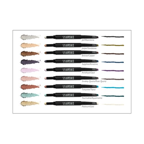 Susan Posnick Cosmetics Eyeliner with Dual Colors and Eyeshadow (Bronze & Copper) – Dual-Ended Angled Pencil & Blendable Self-Dispensing Eye Shadow in Slender Container
