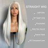 SOKU 13x4 Synthetic Lace Front Wigs Light Grey Long Straight Wigs with Baby Hair 32 Inch Free Part Lace Front Wigs Pre Plucked Heat Resistant Fiber Hair for Fashion Women