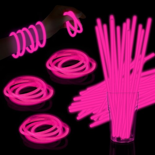 Taikula 60 Pack 8” Pink Glow Sticks Bracelet Bulk Glow Sticks with 60 Connectors Neon Glow In The Dark Party Supplies for Christmas Holiday Decoration Party Carnival (Pink)