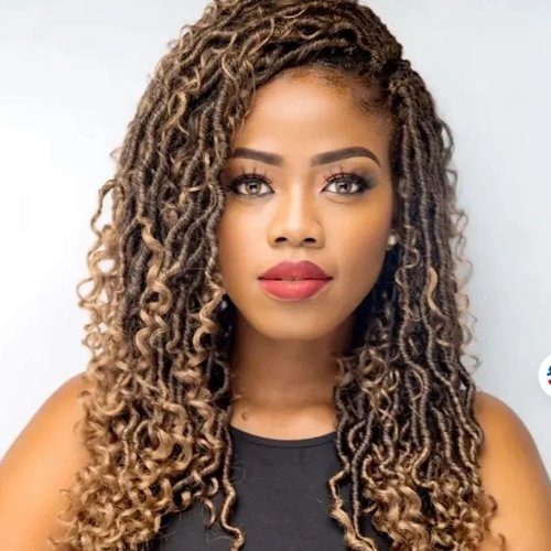 New Goddess Locs Crochet Hair 12 inch 8 Packs River Faux Locs Crochet Hair Curly HairBoho Faux Locs Wavy Crochet with Curly Ends Synthetic Hair Extensions (12" 8packs T1B/27#)