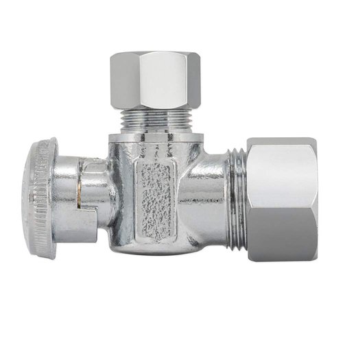 Eastman 3/8 Inch OD x 5/8 Inch OD (1/2 Inch Nom.) Quarter Turn Angle Stop Valve, Brass Plumbing Fitting, Chrome, 10738LF