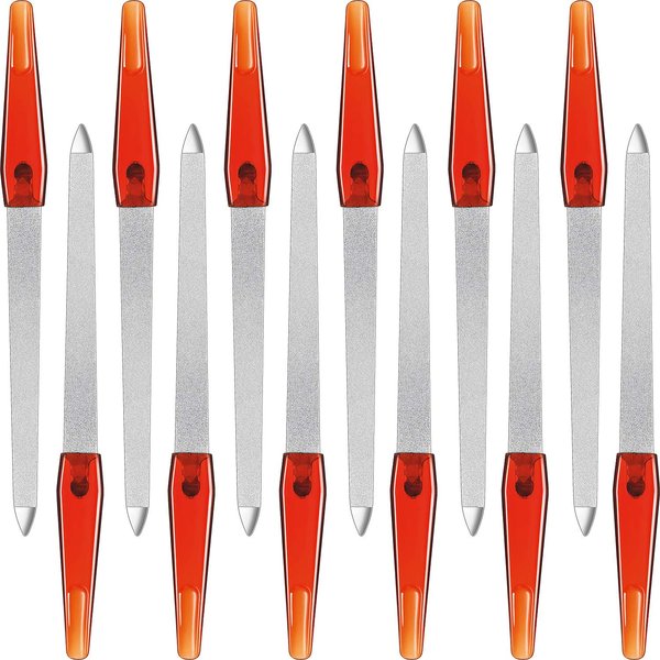 12 Pcs Metal Nail File 6.7 Inch Nail File Stainless Steel Nail File Double Sides Metal Sapphire File with Anti Slip Handle Fingernails Toenails Manicure File for Woman and Men