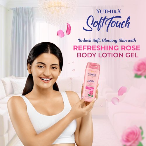 Yuthika Body Lotion Gel Refreshing Rose 100ml Pack of 1, Soft Touch Gel Body Lotion for Summer, Winter, Light Moisture for Face and All Skin Types, Rose Body Lotion