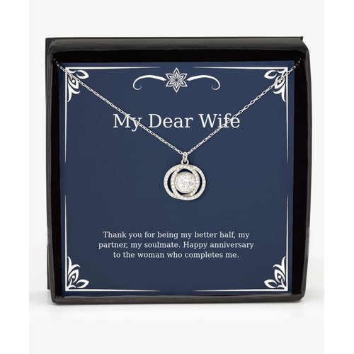 Mugart Thank You for Being My Better Half, My Partner, My.. Double Crystal Circle Necklace, Wife Present from Husband, Cool for Wife, Recycled, Upcycled, Ecofriendly, Sustainable, Zero Waste