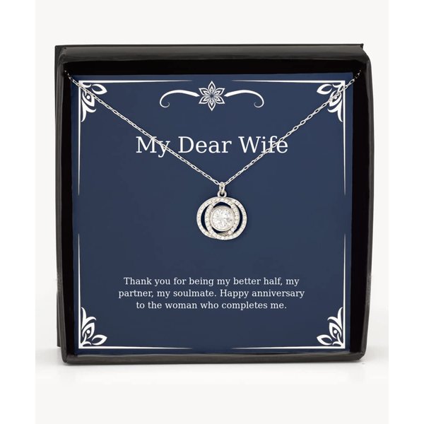 Mugart Thank You for Being My Better Half, My Partner, My.. Double Crystal Circle Necklace, Wife Present from Husband, Cool for Wife, Recycled, Upcycled, Ecofriendly, Sustainable, Zero Waste