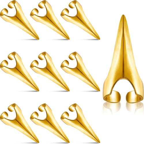 10 Pieces Adjustable Hair Parting and Selecting Tool Hair Sectioning Ring Nail Finger Metal Hair Parting Ring for Sectioning Hair Extensions, Braiding, Hair Installation, Hair Styling (Gold)