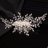 Teyglen Bridal Crystal Hair Comb Crystal Pearl Hair Pieces Bride Wedding Side Hair Comb Handmade Rhinestone Pearl Beads Headpieces Luxurious Hair Accessories for Brides Women Girls (Silver)