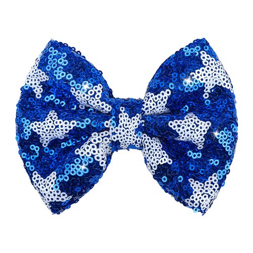 Lanmerry 4th of July Hair Bows Clips Blue Glitter Girls Hair Accessories Little Baby Alligator Clips Hair Barrettes for Kids Sparkly Cheer Hair Ribbon Teens Gift Bling USA Flag Hairpin