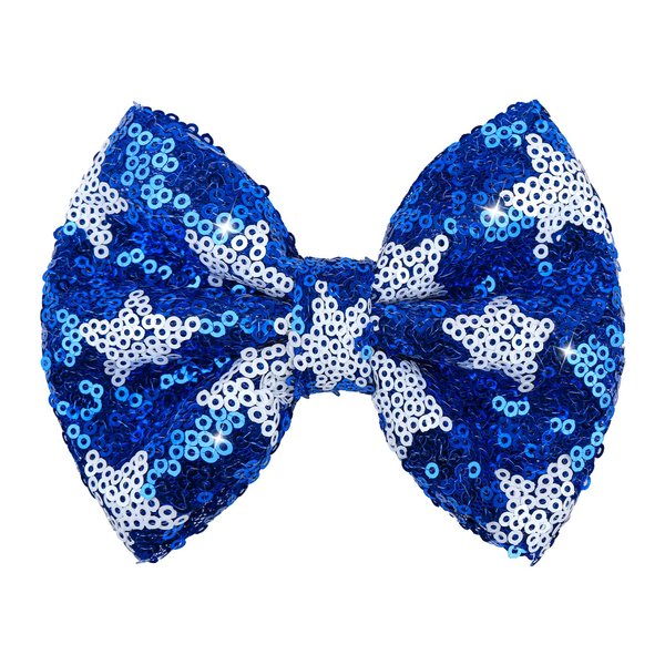 Lanmerry 4th of July Hair Bows Clips Blue Glitter Girls Hair Accessories Little Baby Alligator Clips Hair Barrettes for Kids Sparkly Cheer Hair Ribbon Teens Gift Bling USA Flag Hairpin