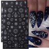 8 Sheets Metallic Silver Stars Nail Stickers 3D Sun Star Nail Decals Holographic Sun Stars Moon Starlight Glitter Gold Silver Designs DIY Luxury Manicure Sliders Decorations for Women Girls