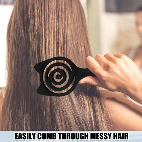 Cat Ear Detangling Hair Brush for Women Men Curved Vented Brush for Blow Drying Straightening Detangler Hair Brush for Straight, Curly, Wet, Dry, Thick Hair (Black)