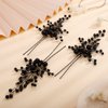 Teyglen Bride Wedding Crystal Pearls Hair Pins Vintage Black Pearl Hair Pins Set Bridal Rhinestone Hair Pieces Headpieces Vintage Hair Accessories Jewelry Set for Women Girls (Black)