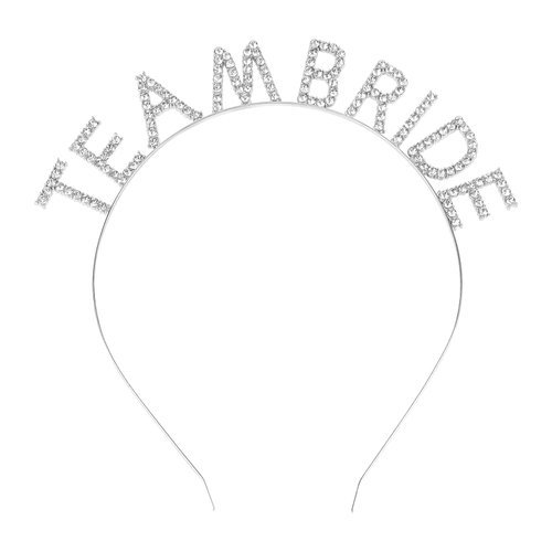 BAHABY Silver Team Bride Headband Bachelorette Party Decorations Rhinestone Bridesmaid Headbands for Bridal Shower, Bachelorette Party, Wedding