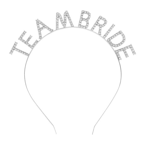 BAHABY Silver Team Bride Headband Bachelorette Party Decorations Rhinestone Bridesmaid Headbands for Bridal Shower, Bachelorette Party, Wedding