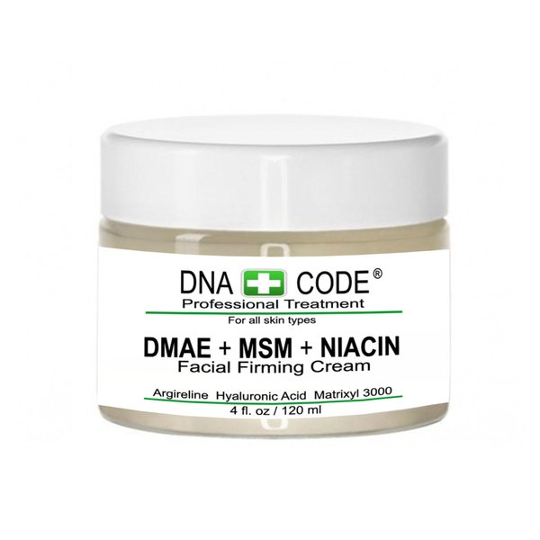 DNA Code ANTI-AGING DMAE+MSM+NIACIN Firming Cream, 100% Pure Hyaluronic Acid, Argireline, Matrixyl 3000 (4 oz)