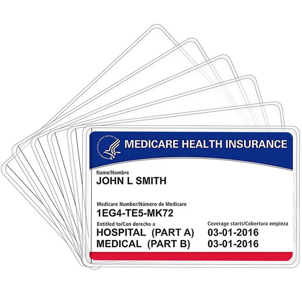 Boduoyejieyi 6 Pack New Medicare Card Holder Protector Sleeves，12Mil Clear PVC Waterproof Medical / Credit Card, Business / Social Security Card Protector